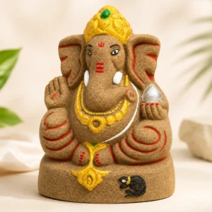 9 Inch Eco-Friendly Ganpati Idol handcrafted from biodegradable material