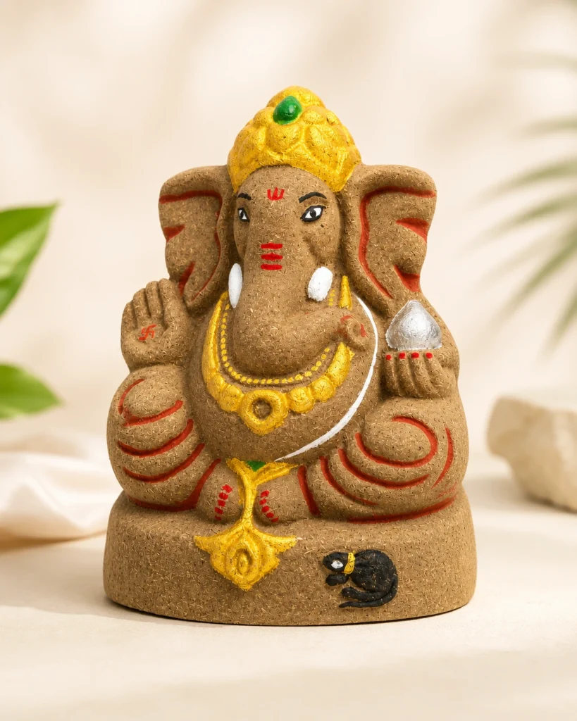 Handcrafted 9 Inch Eco-Friendly Ganpati Idol