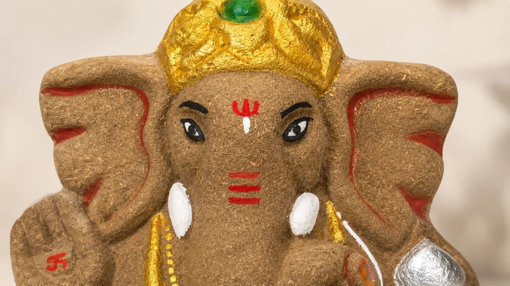 A Traditional Ganpati Idol Made with Care